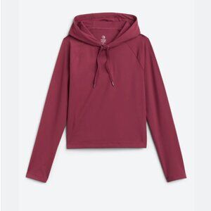 Burgundy Fleece Cropped Sweatshirt - Women’s Size Small, Cozy & Trendy